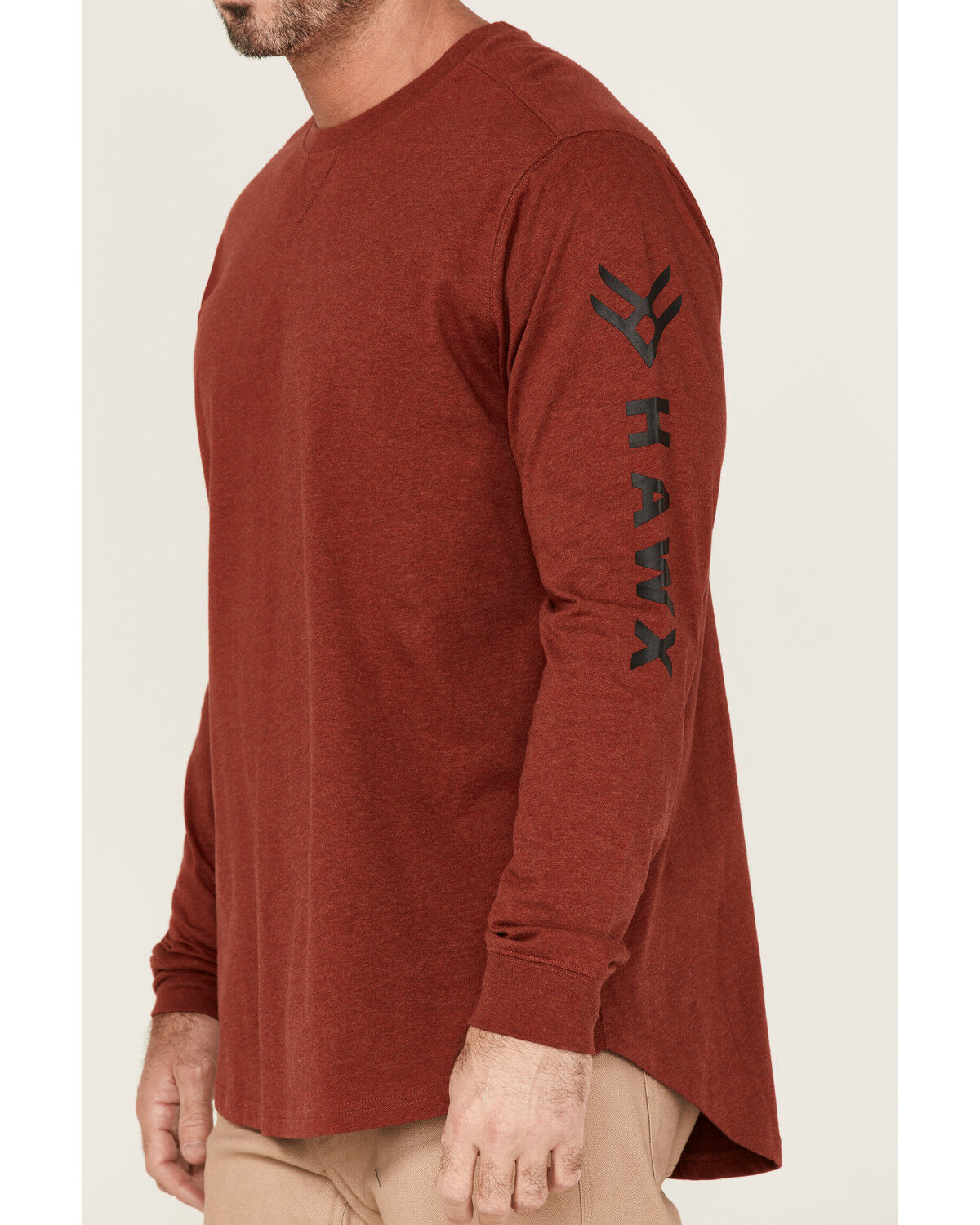Image #3 - Hawx Men's Logo Graphic Long Sleeve Work T-Shirt, Dark Red, hi-res