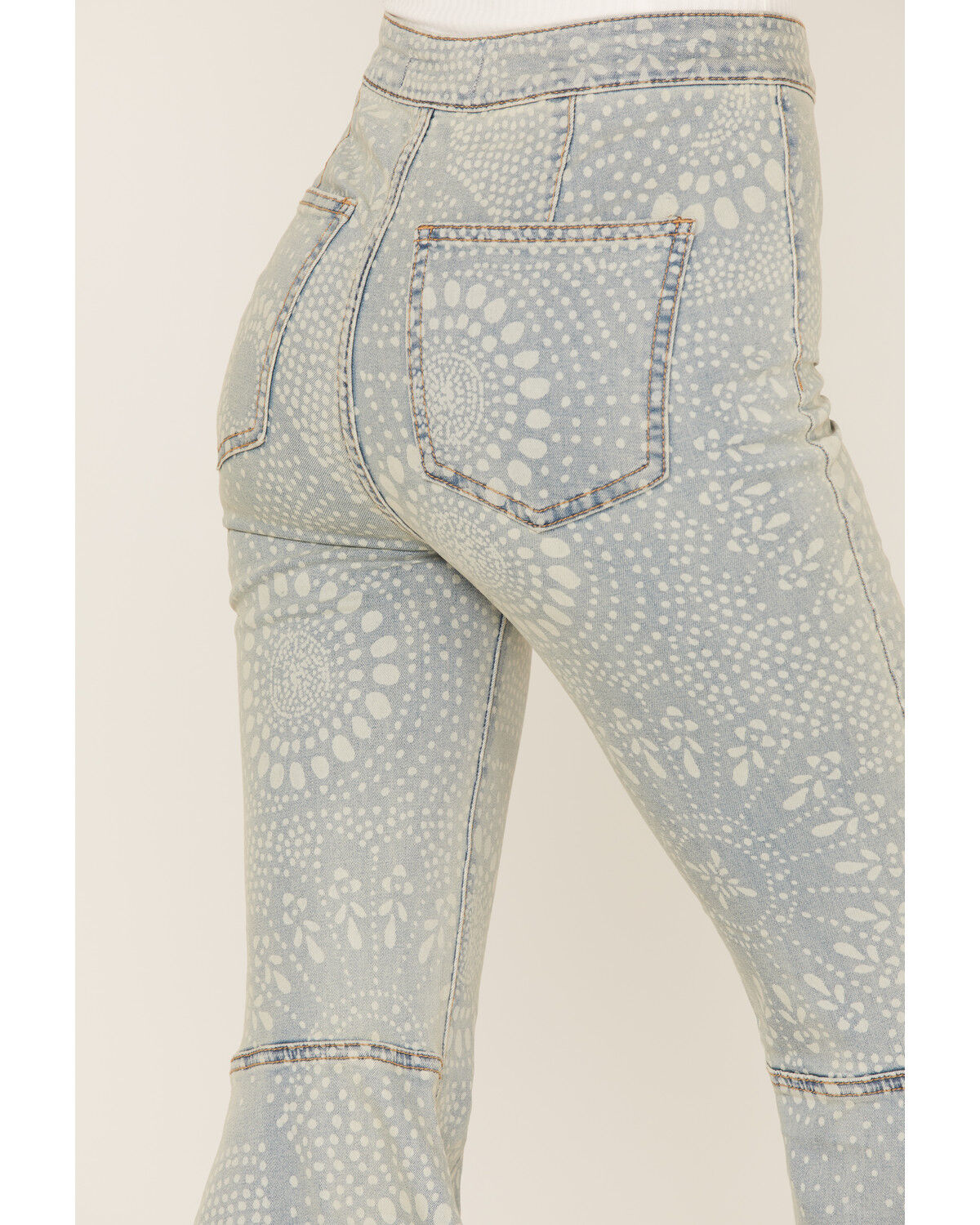 Image #4 - Free People Women's Light Wash High Rise Geo Print Just Float On Flare Jeans, , hi-res