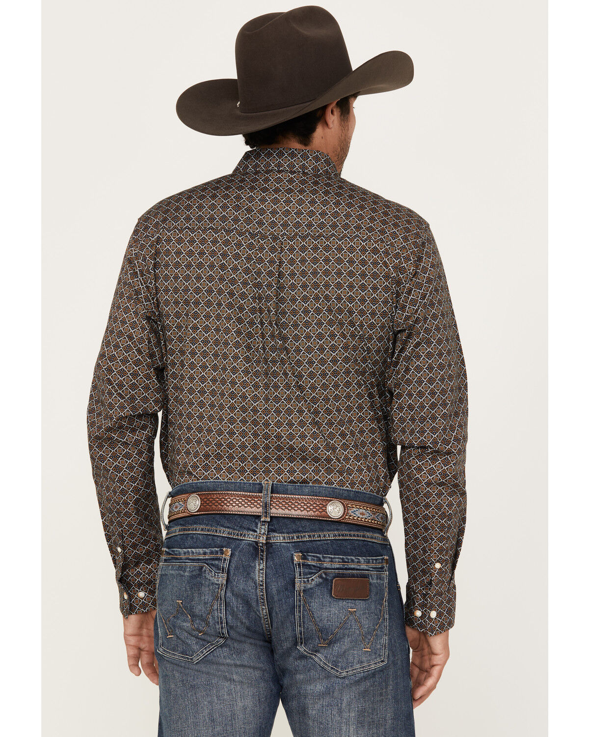 Image #4 - Cody James Men's Money Maker Print Long Sleeve Button-Down Western Shirt, Dark Brown, hi-res