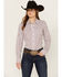Image #1 - Ariat Women's Geo Print Long Sleeve Button-Down Western Shirt, White, hi-res