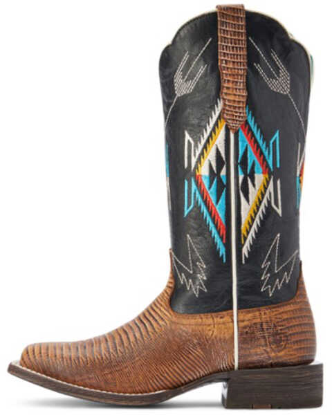 Image #2 - Ariat Women's Frontier Chimayo Ancient Southwestern Embroidered Western Boots - Broad Square Toe , Black, hi-res