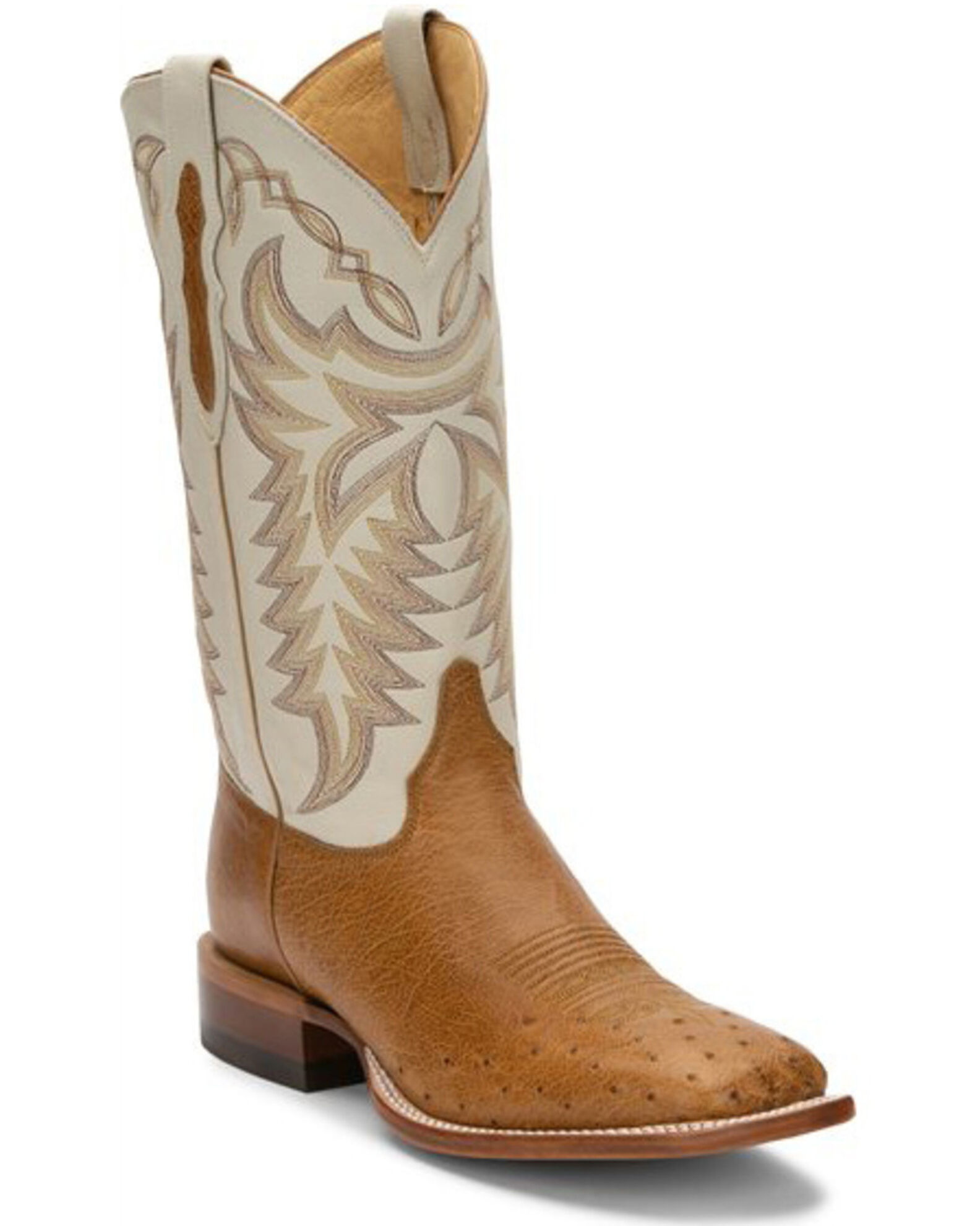 Justin Men s Pascoe Smooth Ostrich Western Boots Antique Saddle