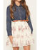 Image #3 - Sugar California Girls' Floral Lace Long Sleeve Button-Down Denim Dress, Multi, hi-res