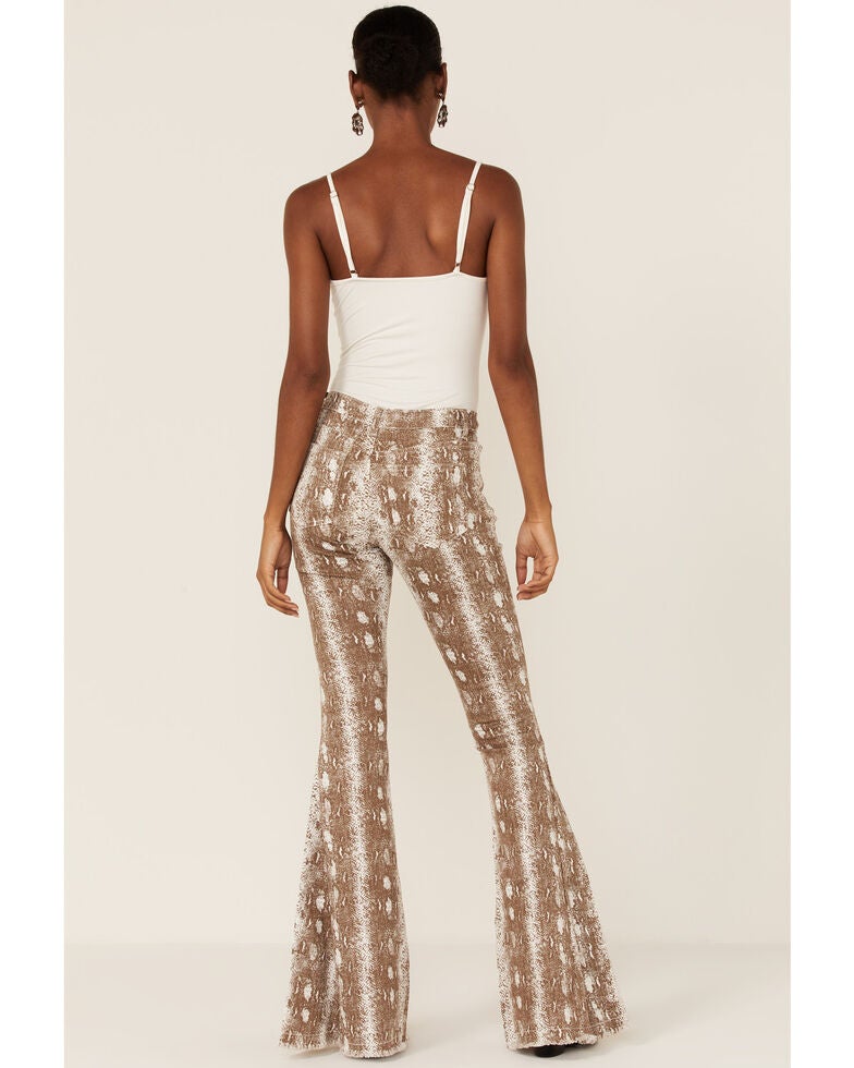 Saint Hearts Women S Snake Print High Rise Flare Jeans Sheplers