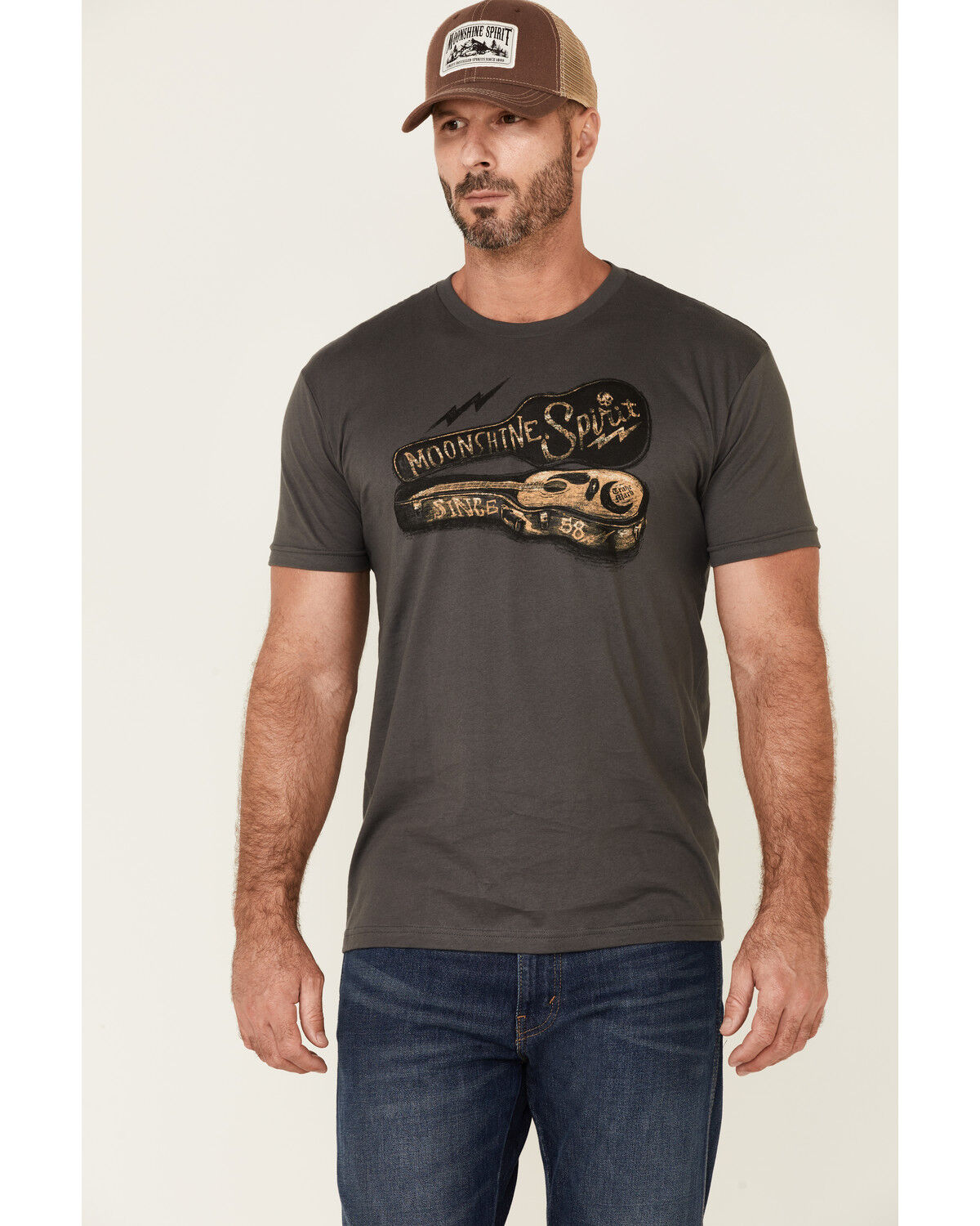Image #1 - Moonshine Spirit Men's Charcoal Guitar Case Graphic Short Sleeve T-Shirt, , hi-res