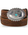 Justin Women's Navajo Heart Leather Belt, Bark, hi-res