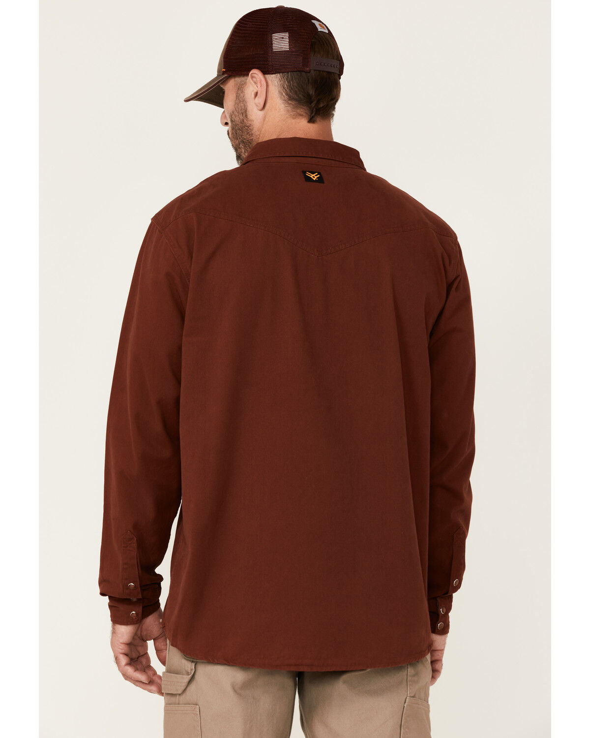 Image #4 - Hawx Men's Solid Mahogany Twill Snap Long Sleeve Work Shirt - Tall, Mahogany, hi-res