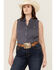 Image #1 - Roper Women's Amarillo Poplin Sleeveless Snap Western Shirt - Plus, Navy, hi-res