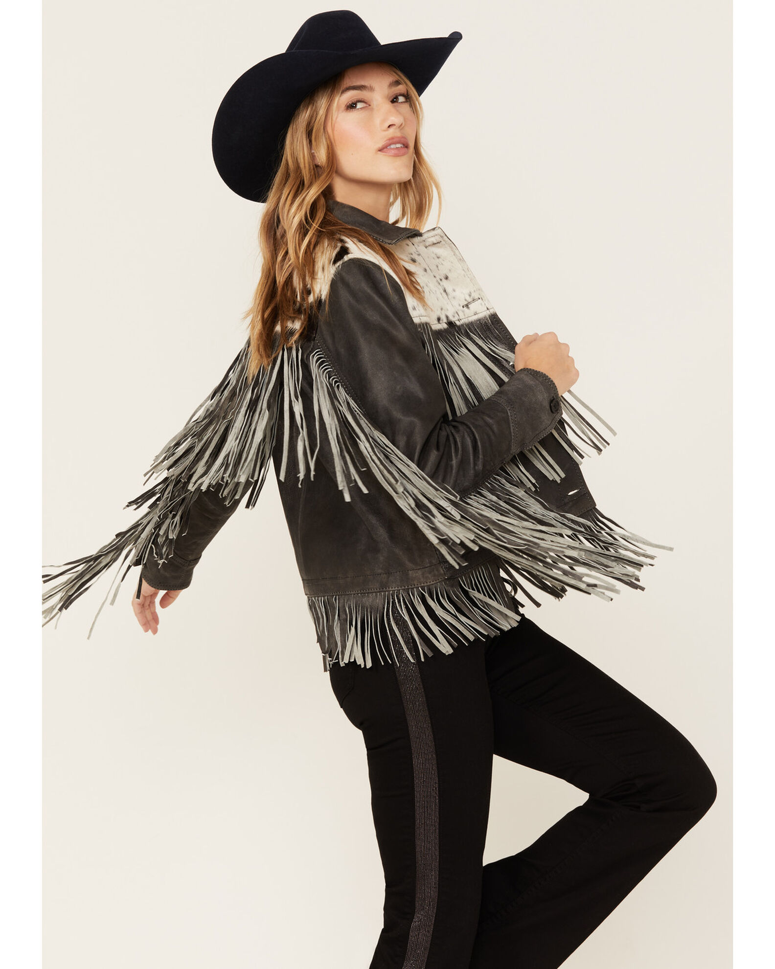 STS Ranchwear Women's Frontier Blackstone Cowhide and Fringe Leather Jacket  | Sheplers