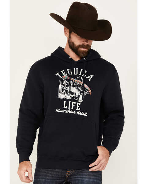 Moonshine Spirit Men's Tequila Life Hooded Sweatshirt, Navy, hi-res
