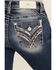Image #2 - Miss Me Women's Dark Wash Embroidered 32" Bootcut Stretch Denim Jeans, Dark Wash, hi-res