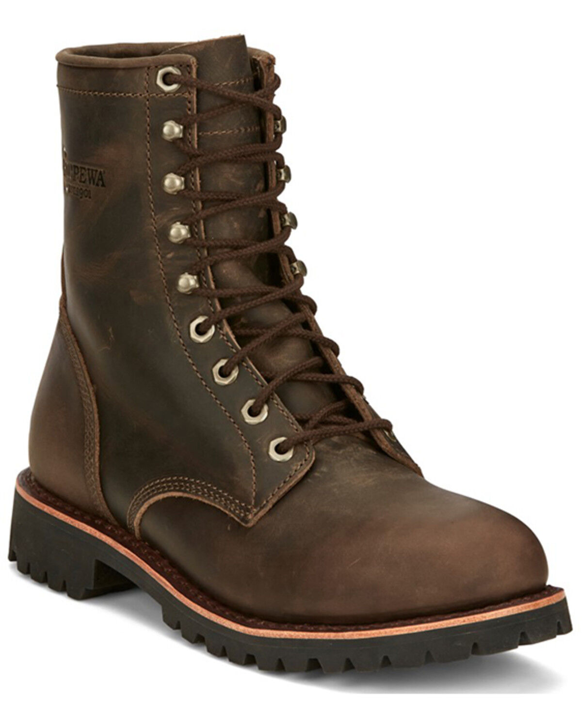 Image #1 - Chippewa Men's Wood Classic 2.0 8" Lace-Up Soft Work Boots - Round Toe, Bark, hi-res