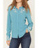 Image #3 - Shyanne Women's Bluespruce Embroidered Long Sleeve Snap Western Shirt, Turquoise, hi-res