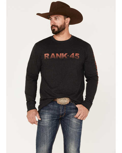 RANK 45® Men's Logo Untamed Legacy Raglan Shirt, Charcoal, hi-res