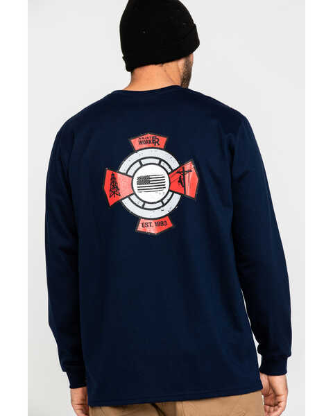 Image #2 - Ariat Men's FR O&G Graphic Long Sleeve Work T-Shirt , Navy, hi-res