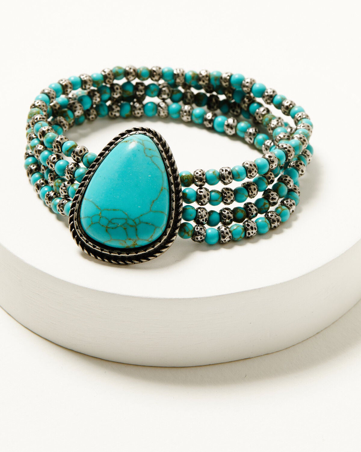 Image #1 - Shyanne Women's Isla Oasis Beaded Stretch Bracelet, Turquoise, hi-res