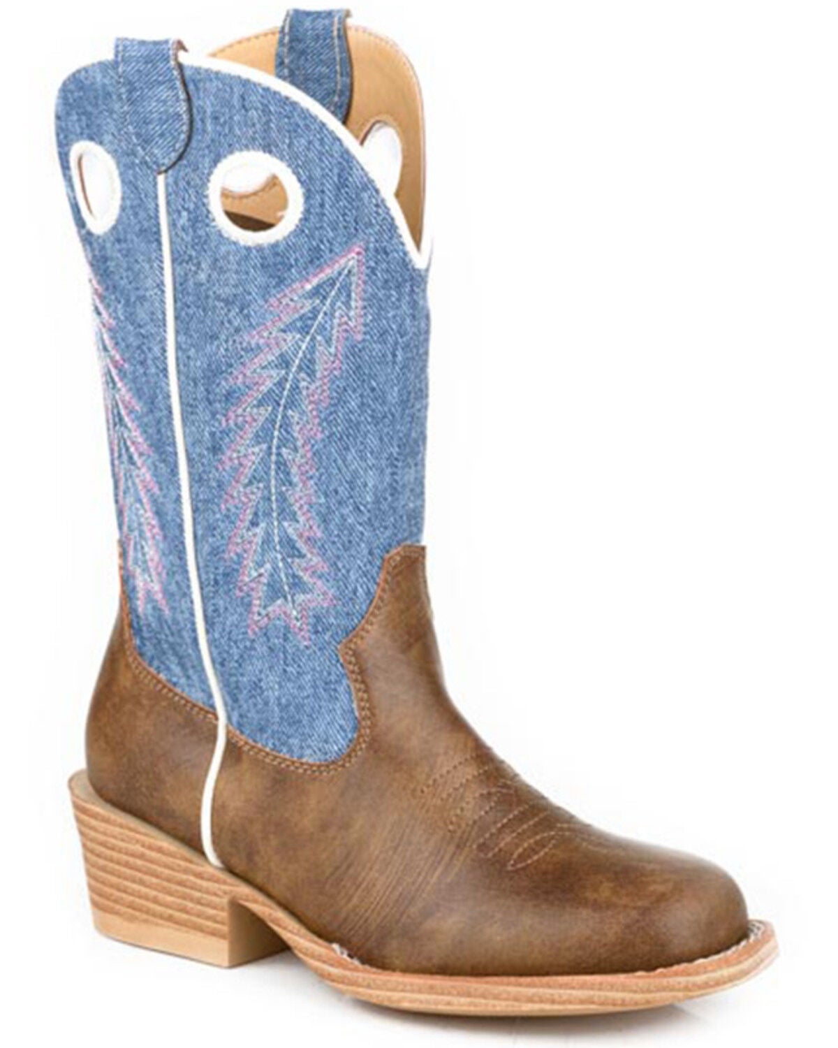 Roper Little Girls' Willow Western Boots - Square Toe, Brown, hi-res