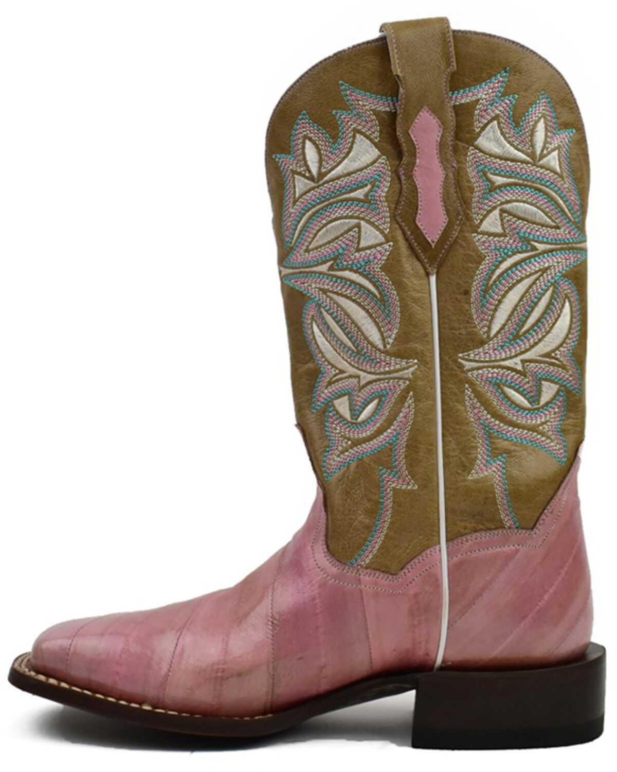 Image #3 - Dan Post Women's Eel Exotic Western Boots - Broad Square Toe, Pink, hi-res