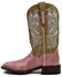 Image #3 - Dan Post Women's Eel Exotic Western Boots - Broad Square Toe, Pink, hi-res