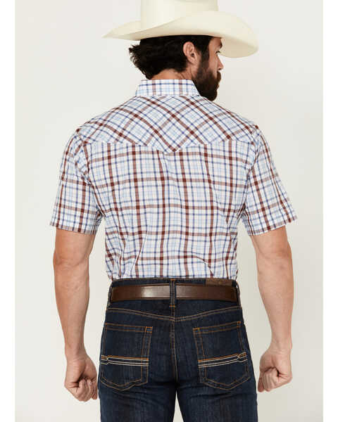 Image #4 - Ely Walker Men's Plaid Print Short Sleeve Pearl Snap Western Shirt - Tall , White, hi-res