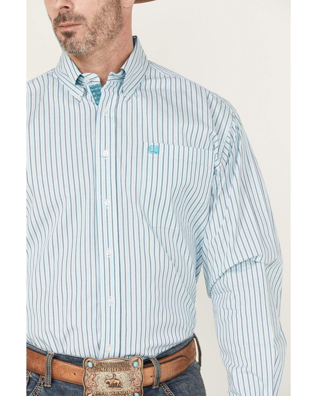 Image #3 - Cinch Men's Striped Long Sleeve Button-Down Stretch Western Shirt, White, hi-res