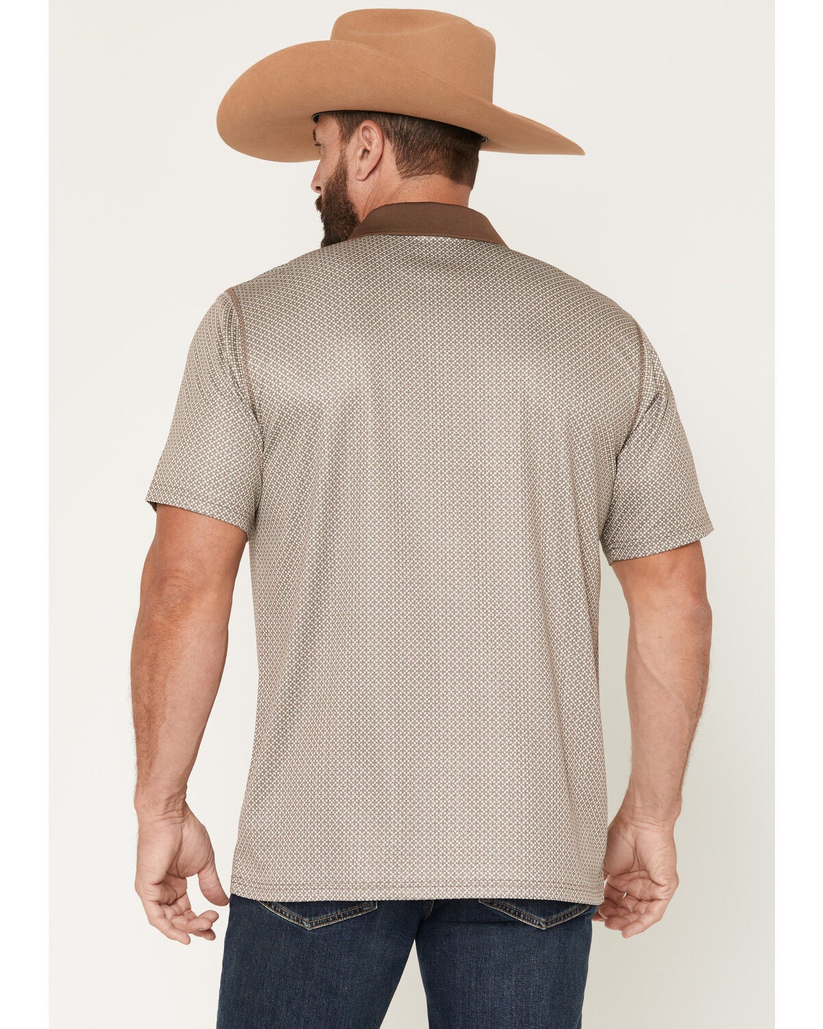 Image #4 - RANK 45&reg; Men's Urban Rancher Geo Print Short Sleeve Button-Down Polo Shirt, Brown, hi-res
