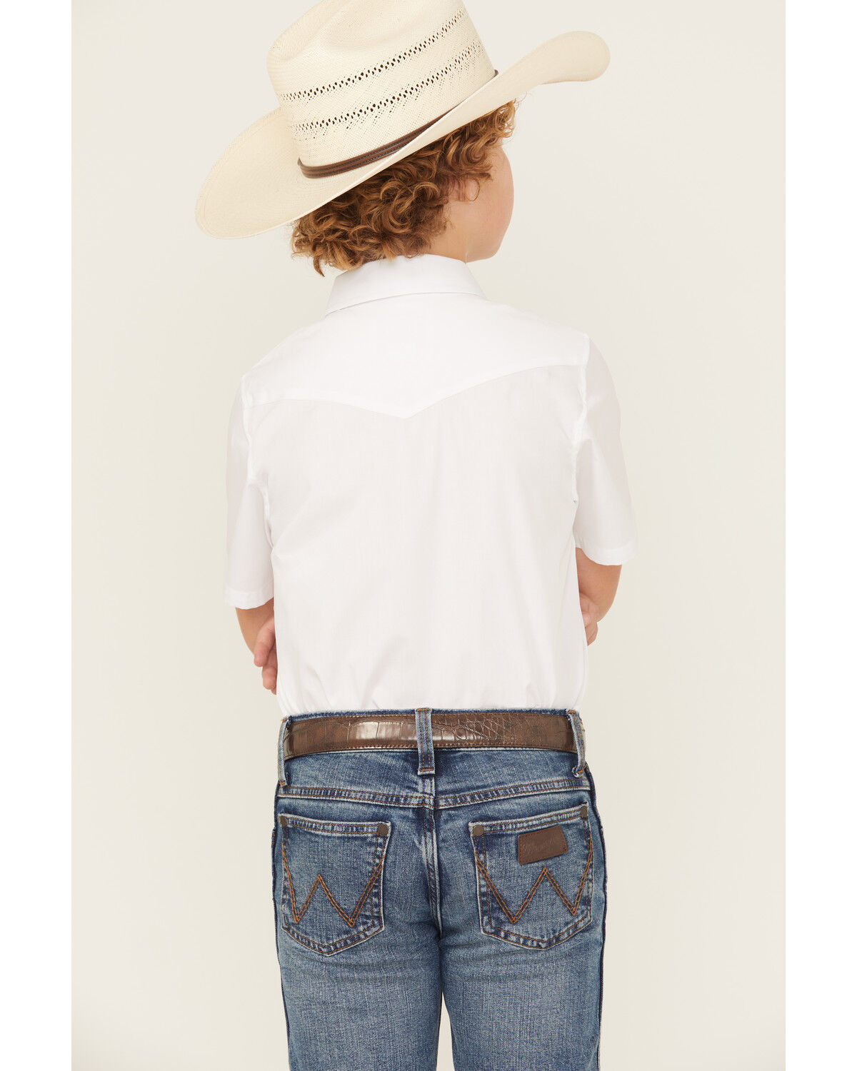 Image #4 - Gibson Trading Co Boys' Solid Short Sleeve Pearl Snap Western Shirt, White, hi-res
