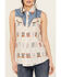 Image #3 - Panhandle Women's Boot Print Sleeveless Pearl Snap Western Shirt, Cream, hi-res