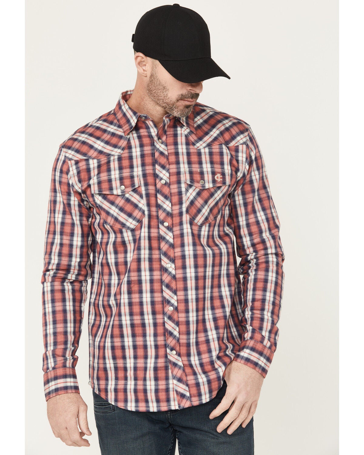 Cody James Men's FR Plaid Print Long Sleeve Snap Work Shirt, Red, hi-res