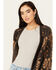 Image #2 - Room 34 Women's Floral Print Jacquard Cardigan, Charcoal, hi-res