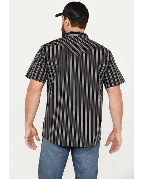 Image #4 - Moonshine Spirit Men's Capone Striped Short Sleeve Western Snap Shirt, Black, hi-res