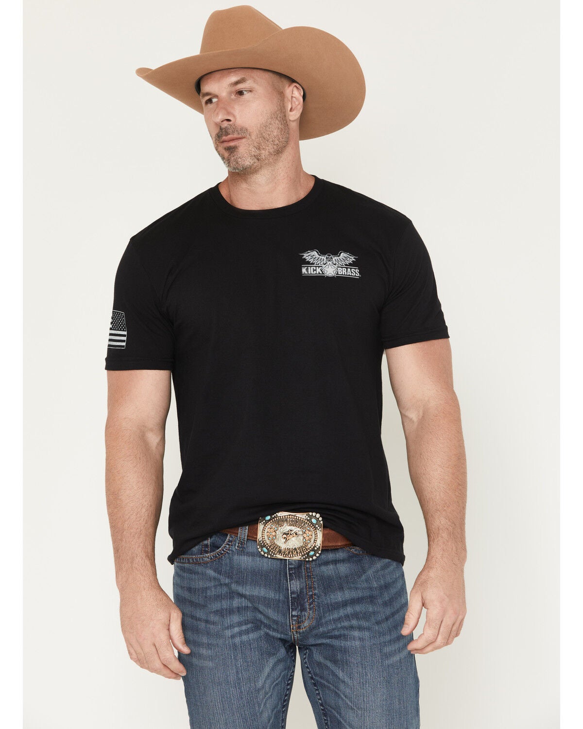 Kick Brass Men's For God and Country Short Sleeve Graphic T-Shirt, Black, hi-res