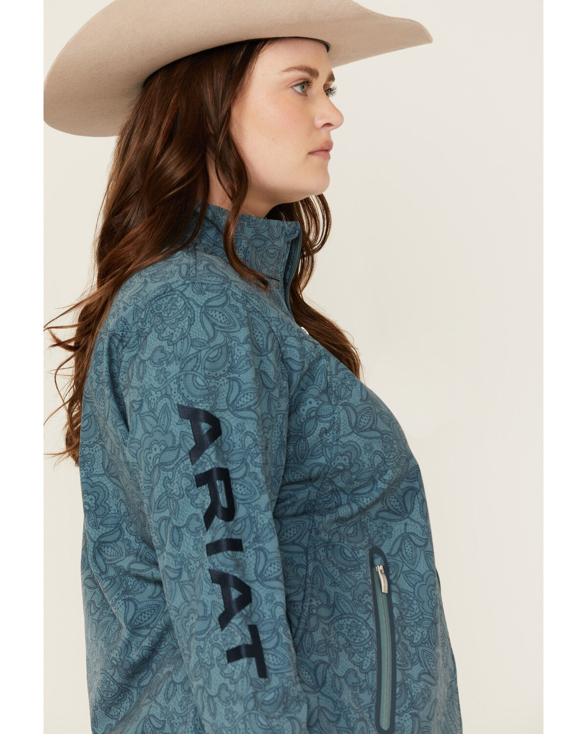 Image #2 - Ariat Women's Printed Team Softshell Jacket - Plus, Teal, hi-res
