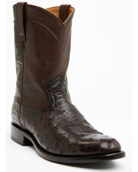 Cody James Black 1978® Men's Carmen Exotic Full-Quill Ostrich Roper Boots - Medium Toe , Chocolate, hi-res