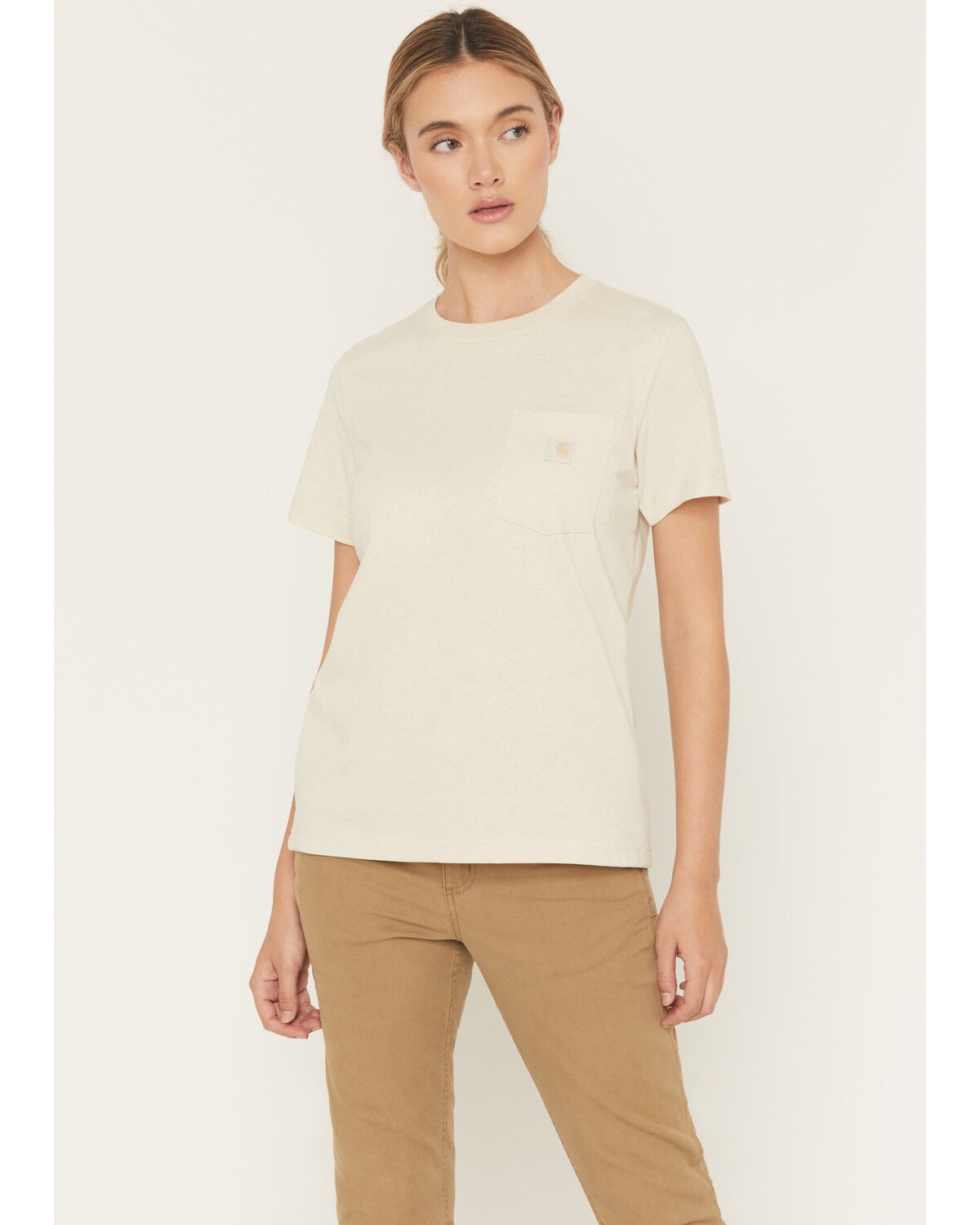 Carhartt Women's Relaxed Fit Lightweight Short Sleeve Pocket Tee, Cream, hi-res