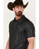 Panhandle Men's Performance Southwestern Print Short Sleeve Snap Polo, Black, hi-res