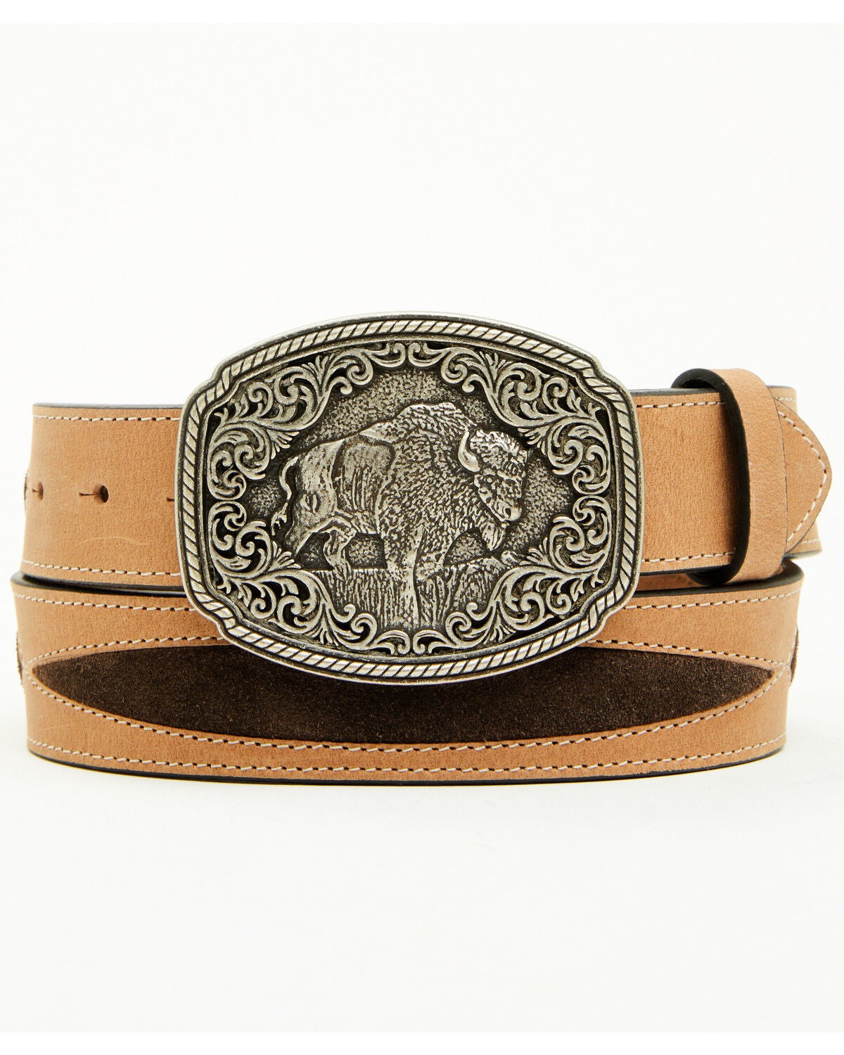 Cody James Men's Gunner Buffalo Plaque Buckle Belt, Brown, hi-res