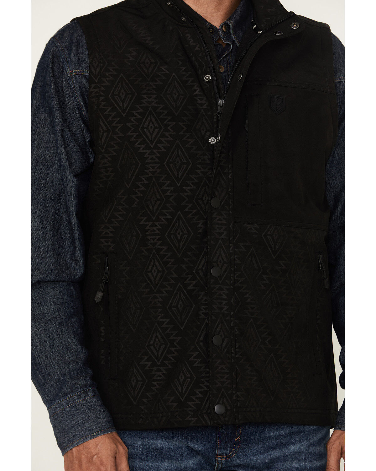 Image #3 - RANK 45® Men's Spear Head Tonal Softshell Vest, Black, hi-res