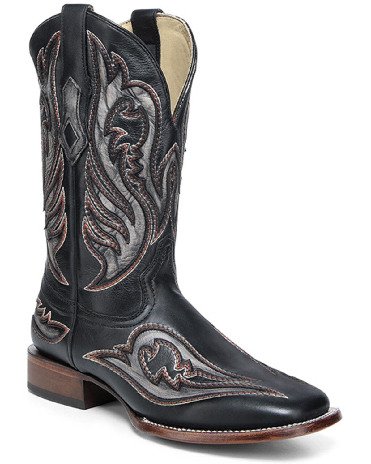 Corral Men's Inlay Embroidered Western Boots - Broad Square Toe, Black, hi-res