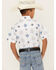 Image #4 - Ely Walker Boys' Southwestern Print Short Sleeve Pearl Snap Western Shirt , White, hi-res