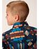 Image #2 - Roper Boys' Vintage Style Vertical Southwestern Print Long Sleeve Snap Western Shirt, Blue, hi-res