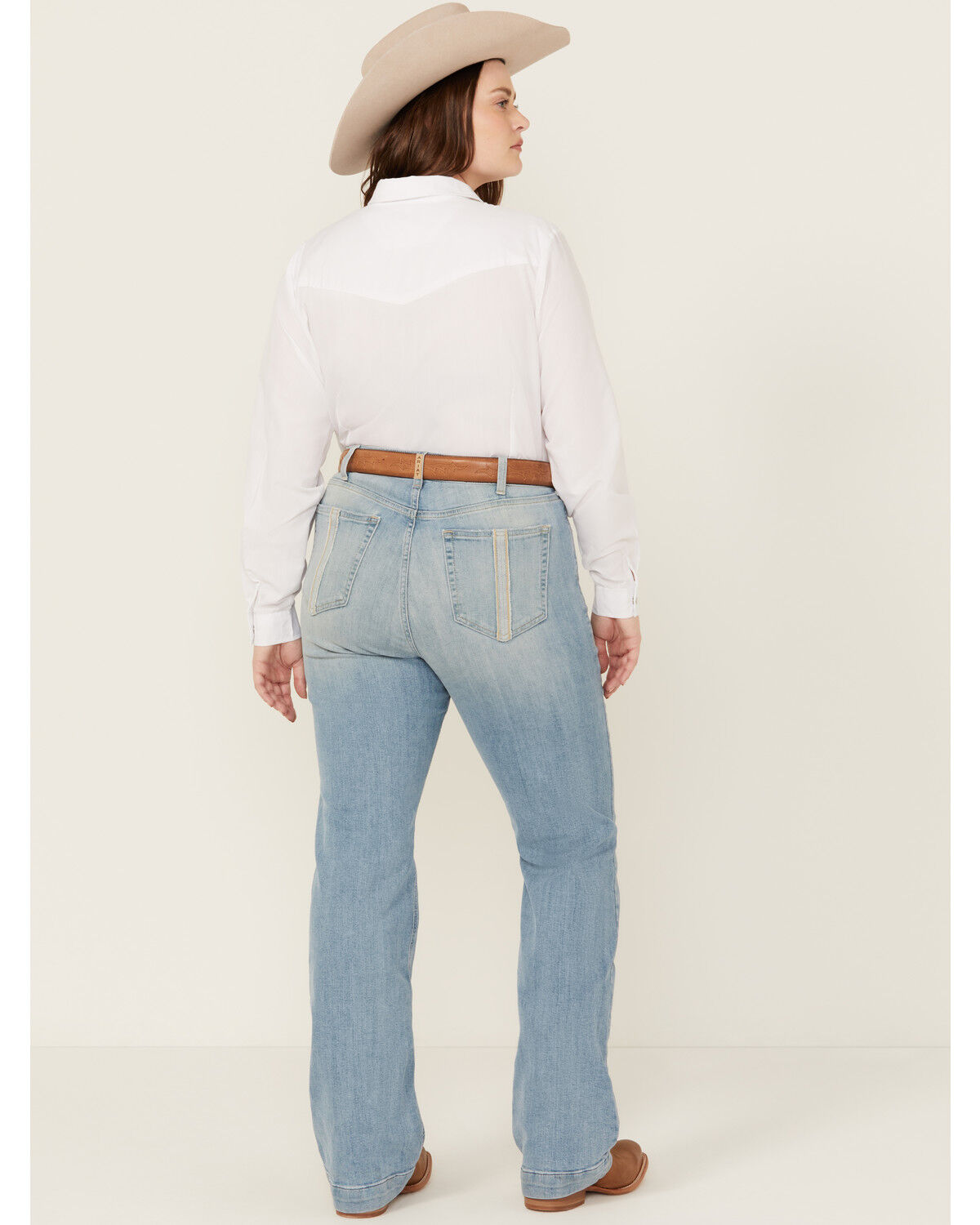 Image #1 - Ariat Women's Nia Light Wash Perfect Rise Slim Trouser Stretch Denim Jeans - Plus, Light Wash, hi-res