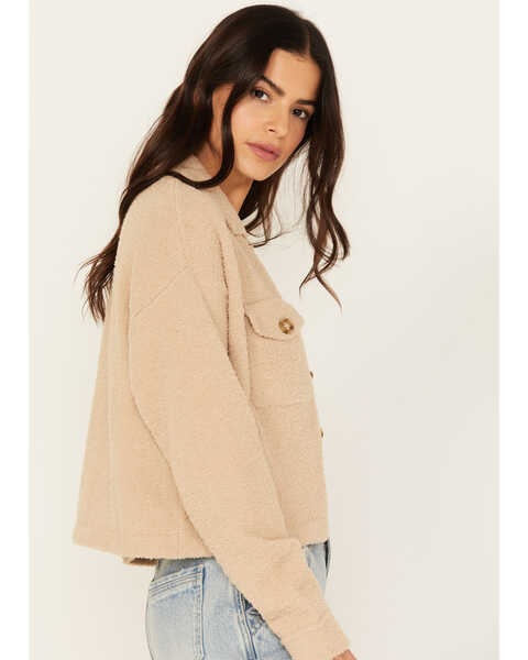 Image #2 - Cleo + Wolf Women's Cropped Boucle Cardigan , Wheat, hi-res