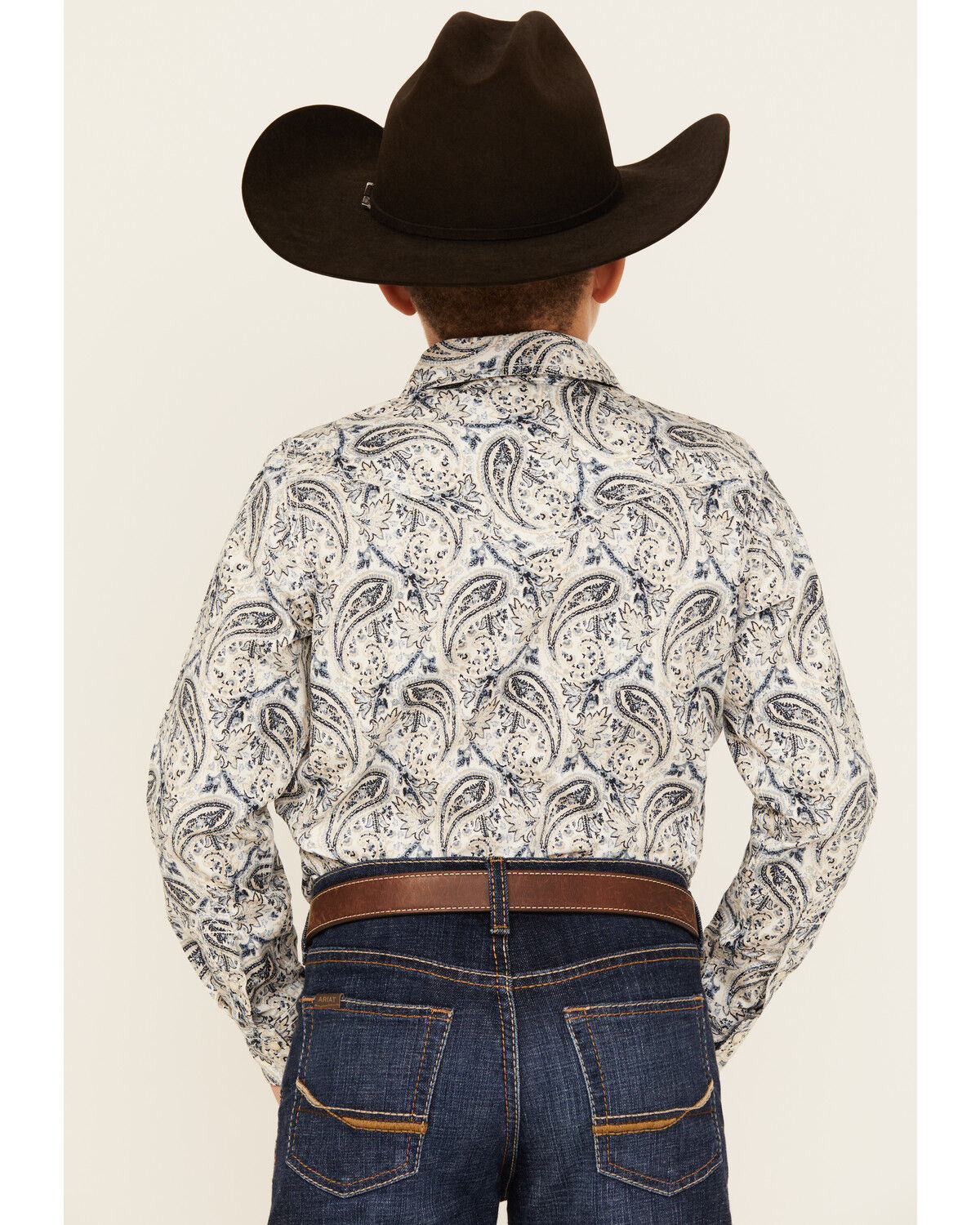 Image #4 - Cody James Boys' Rodeo Runway Paisley Print Long Sleeve Snap Western Shirt, Blue, hi-res
