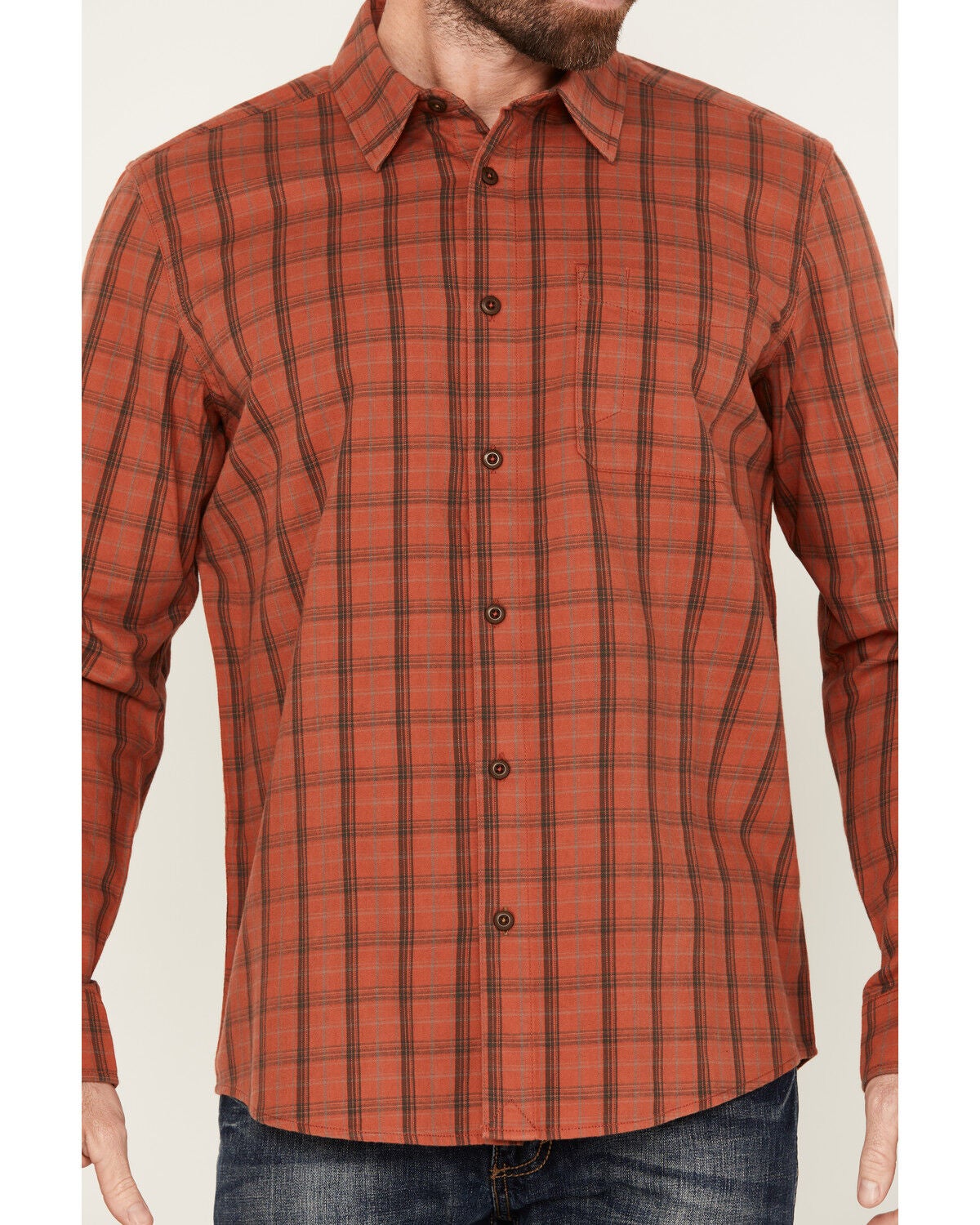 Image #3 - Brothers and Sons Men's Austin Plaid Print Long Sleeve Button Down Shirt, Medium Red, hi-res