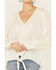Image #2 - Nostalgia Women's Solid Cream Lace Tie-Front Long Sleeve Top, Cream, hi-res