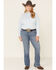 Ariat Women's Cactus Long Sleeve Western Shirt - Plus, Blue, hi-res