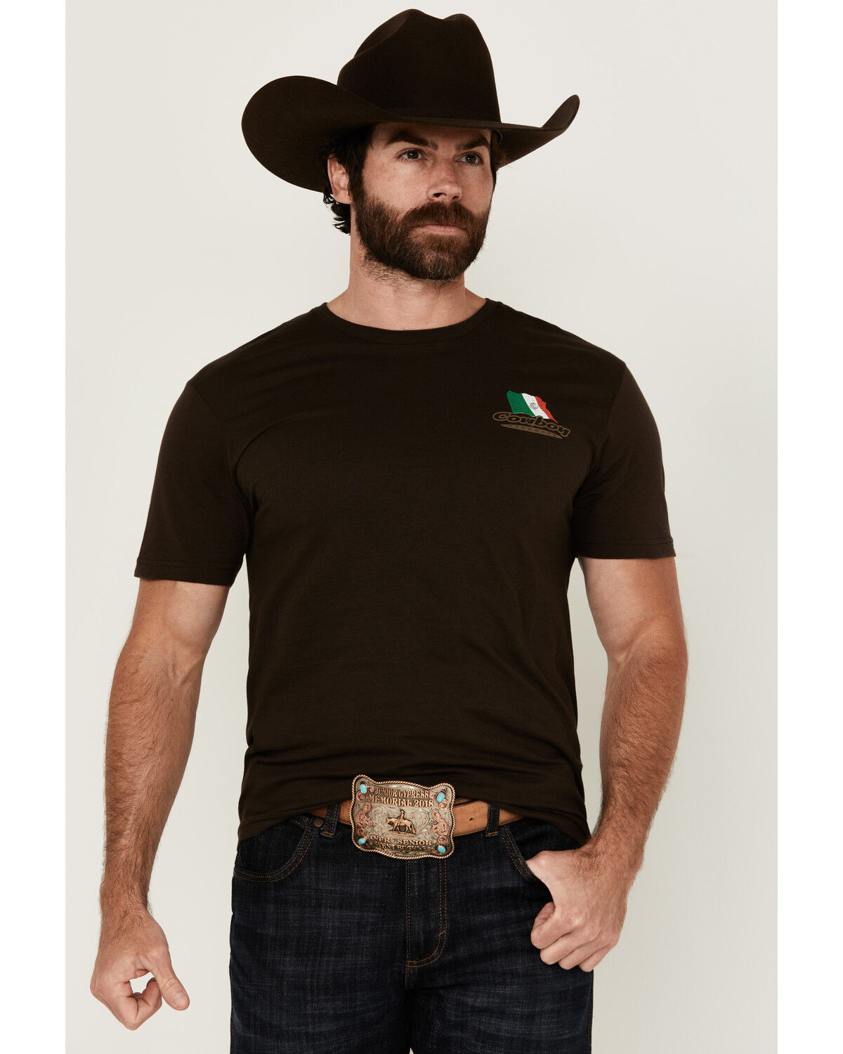 Image #1 - Cowboy Hardware Men's 8 Seconds Short Sleeve Graphic T-Shirt, Chocolate, hi-res