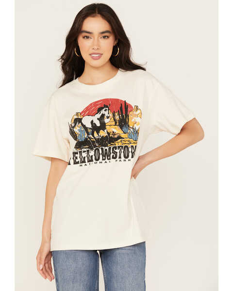 Somewhere West Women's Yellowstone Park Short Sleeve Graphic Tee, Natural, hi-res