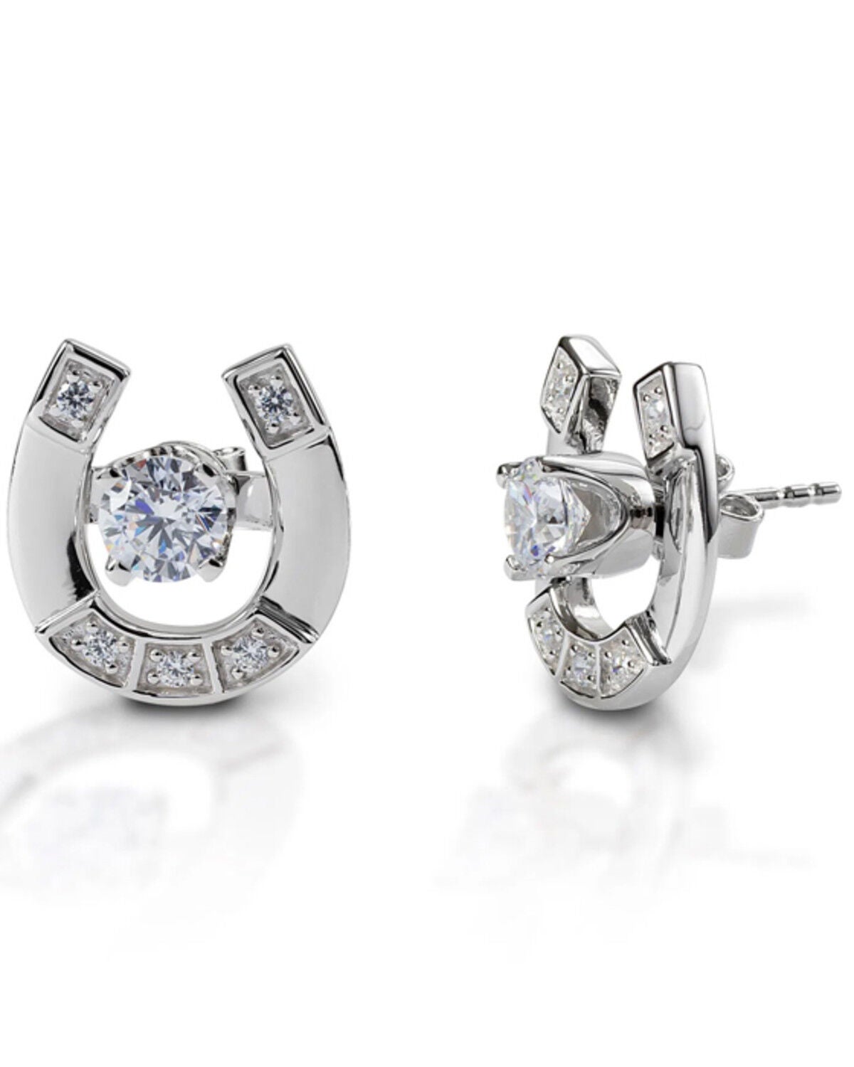 Kelly Herd Women's Studded Horseshoe Jacket Earrings, Silver, hi-res